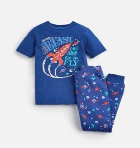 205153-BLUBLSTOFF Blue pajama with rocket print  97% cotton 3% elastane 1 through 12